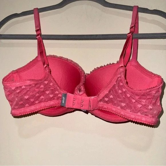 Women’s Aerie Brand Pink Heart Print Push-Up Bra  with Fluffy Trim 2013 Size 34C - Picture 10 of 16